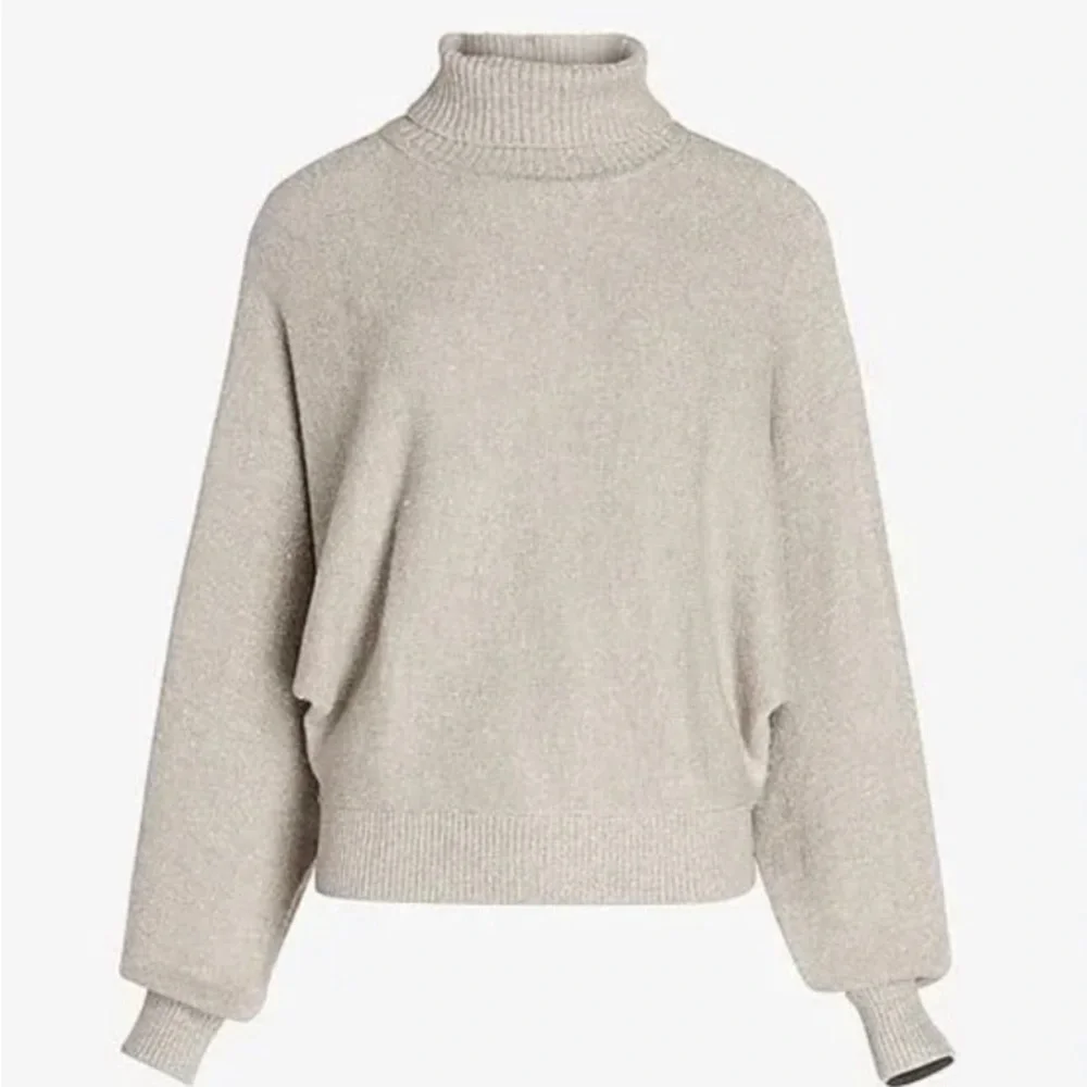 NWT Express Metallic Gold Batwing Turtleneck Sweater - Picture 2 of 5